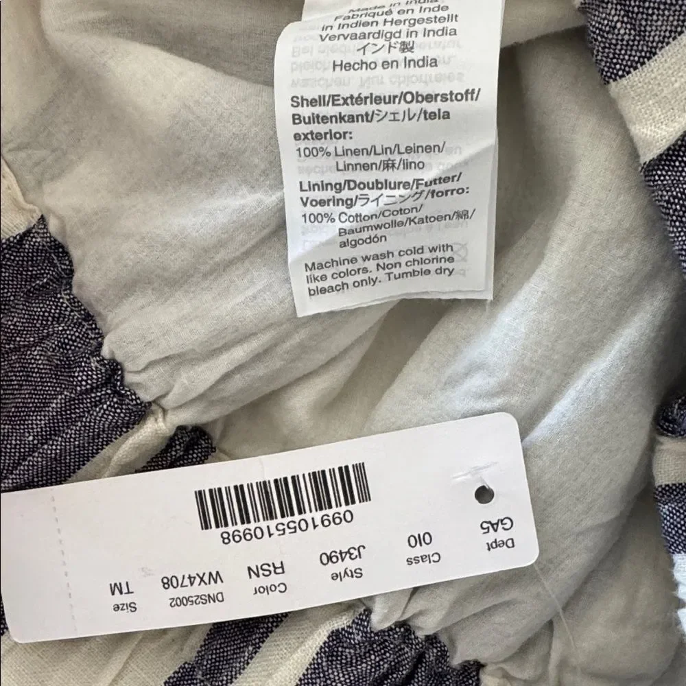 J. Crew Classic Blue and White Striped 100% Linen Skirt Women’s Size Medium Tall